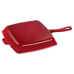 10-inch, Cast Iron, Square, Grill Pan, Cherry