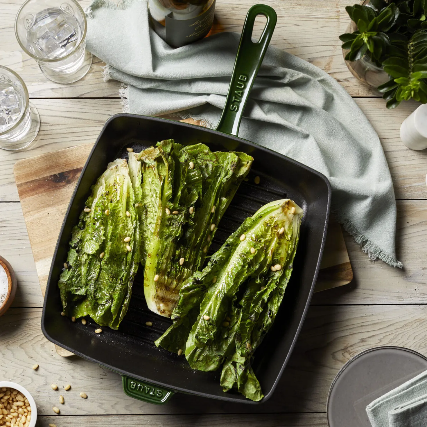 12-inch, Cast Iron, Square, Grill Pan, Basil