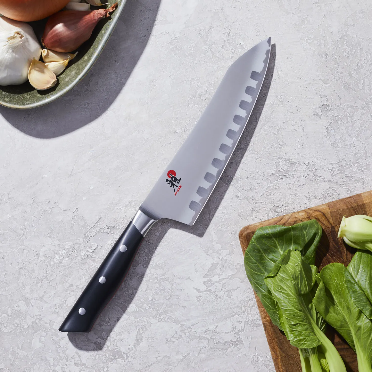 7-inch Rocking Santoku, Hollow Edge