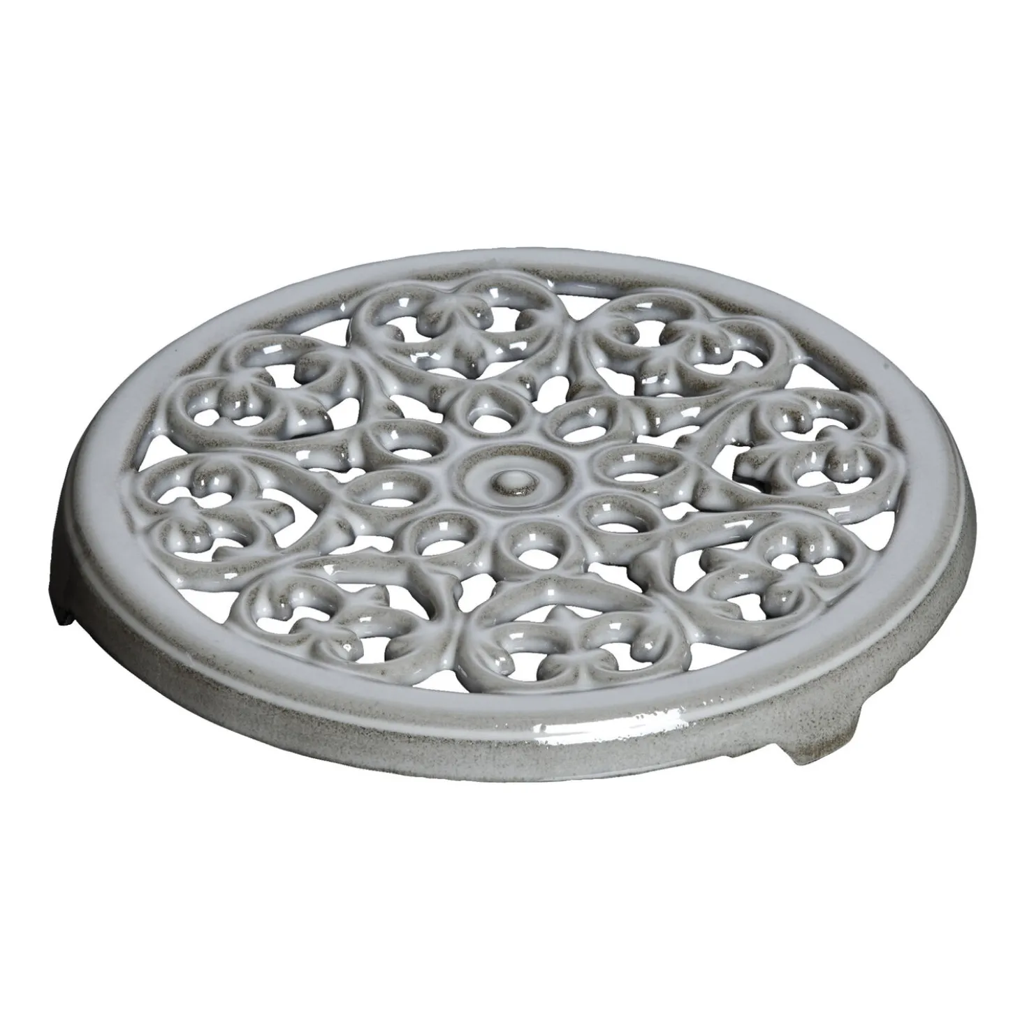 9-inch, Round, Cast Iron Lilly Trivet, Graphite Grey