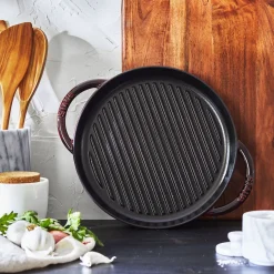 10-inch, Round Double Handle Pure Grill, grenadine