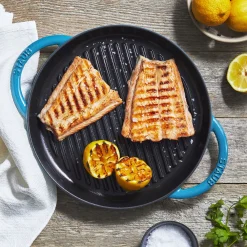 10-inch, Round Double Handle Pure Grill, Turquoise