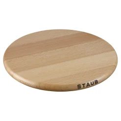 9-inch, Round, Magnetic Wood Trivet, Brown