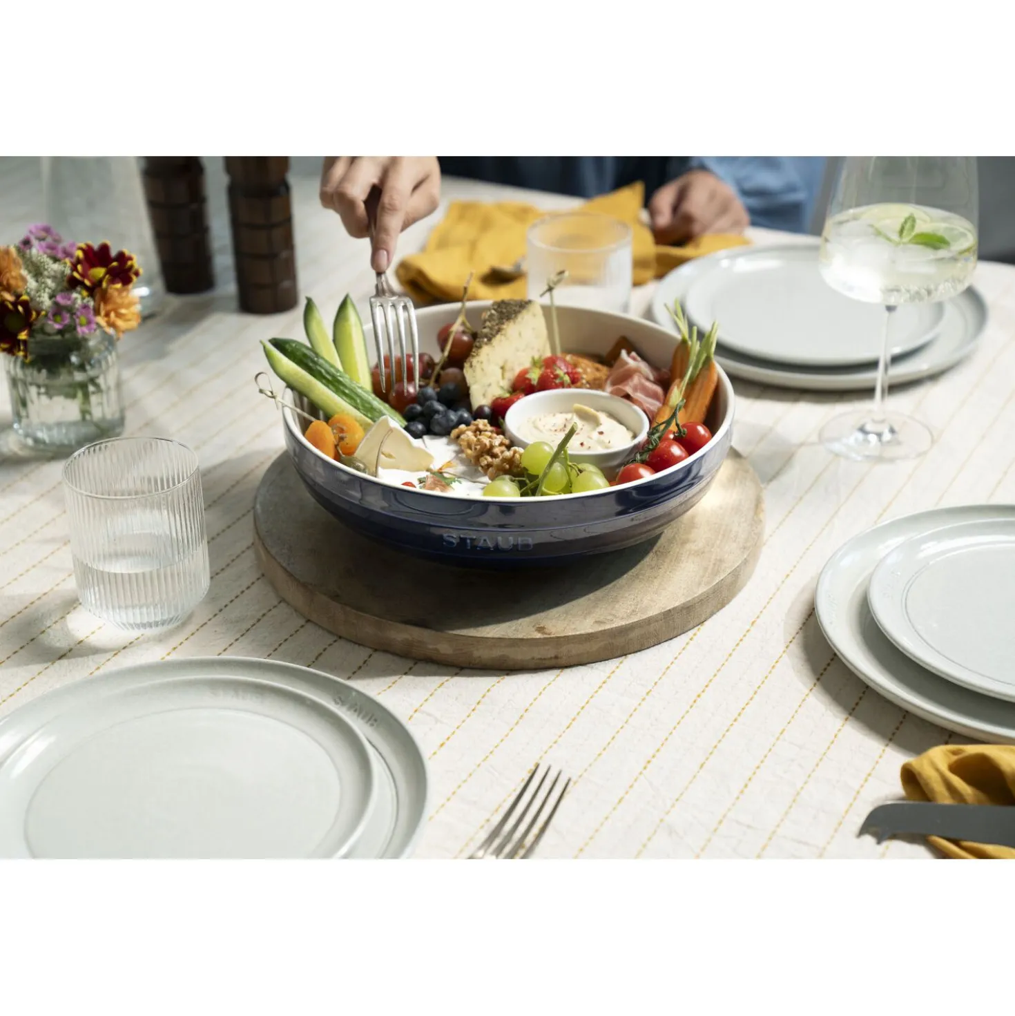11.5-inch, Shallow Serving Bowl, dark blue