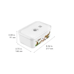 L, DINOS Vacuum Lunch Box, Plastic, White-grey