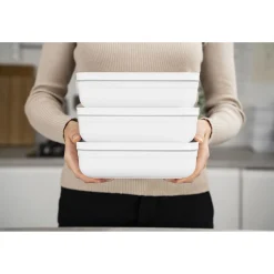 L Flat, Vacuum Lunch Box, Plastic, White-grey