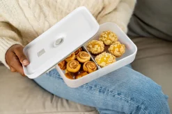 L Flat, Vacuum Lunch Box, Plastic, Semitransparent-grey