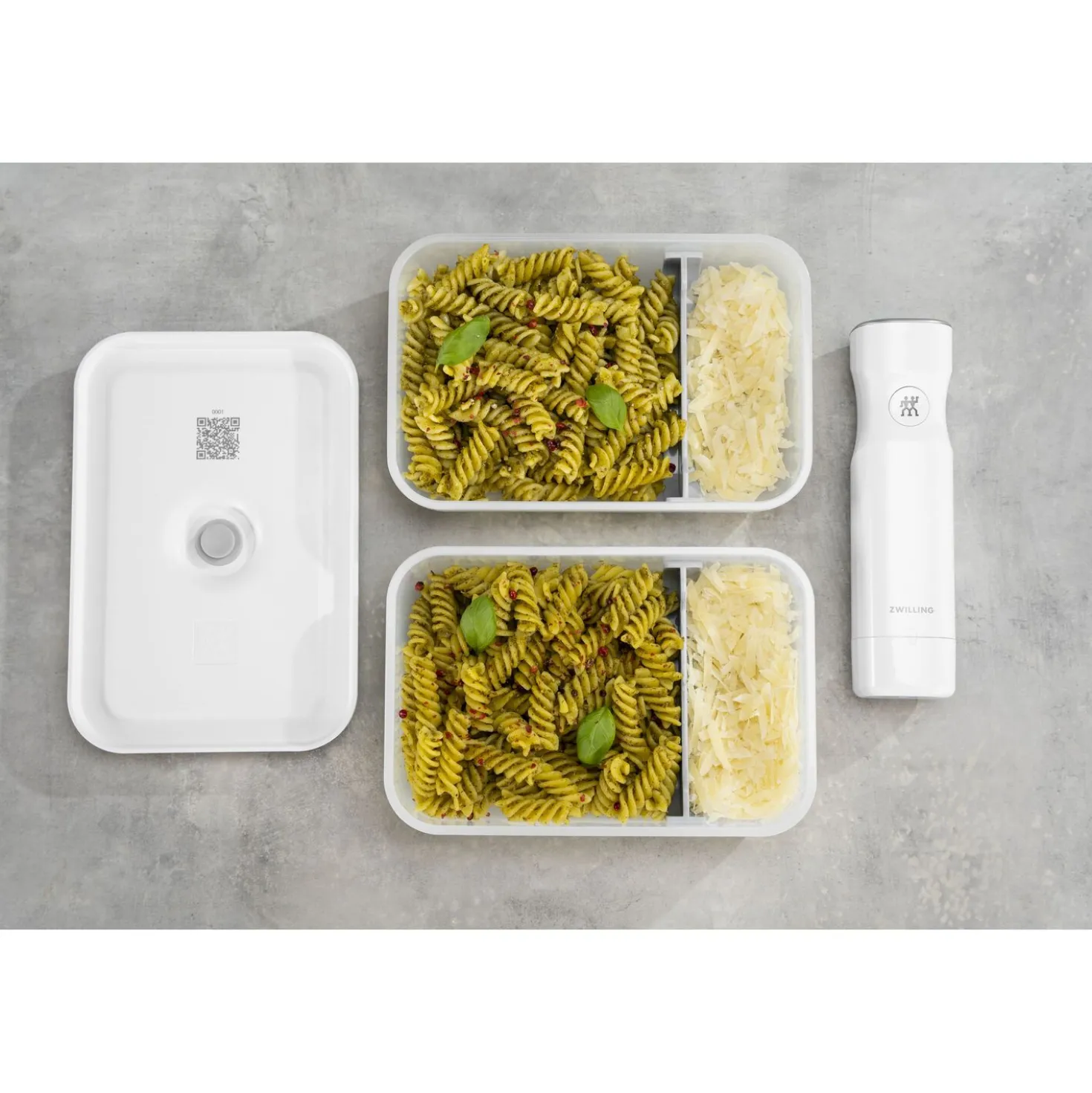 L Flat, Vacuum Lunch Box, Plastic, Semitransparent-grey
