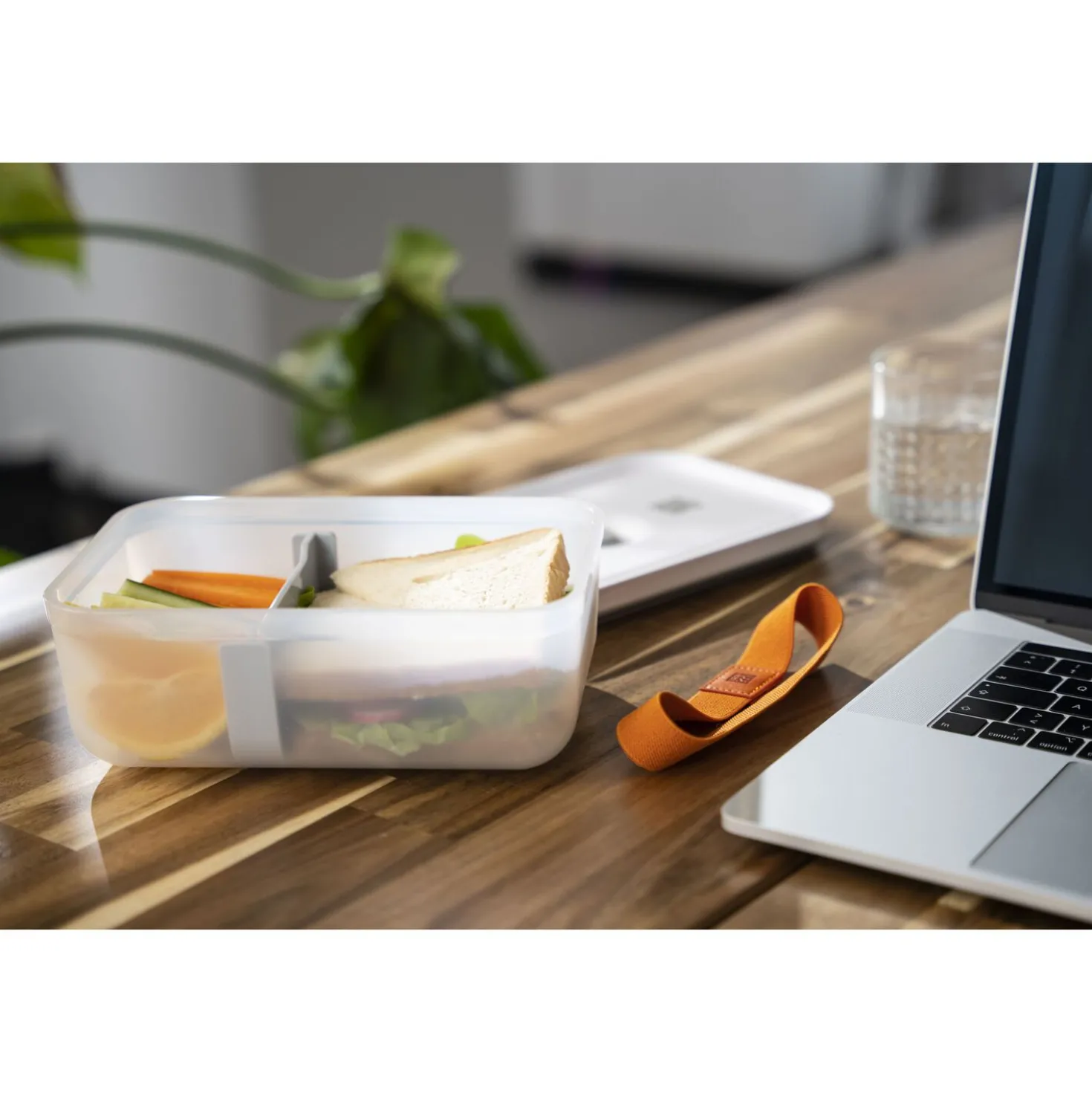 L, Vacuum Lunch Box, Plastic, Semitransparent-grey