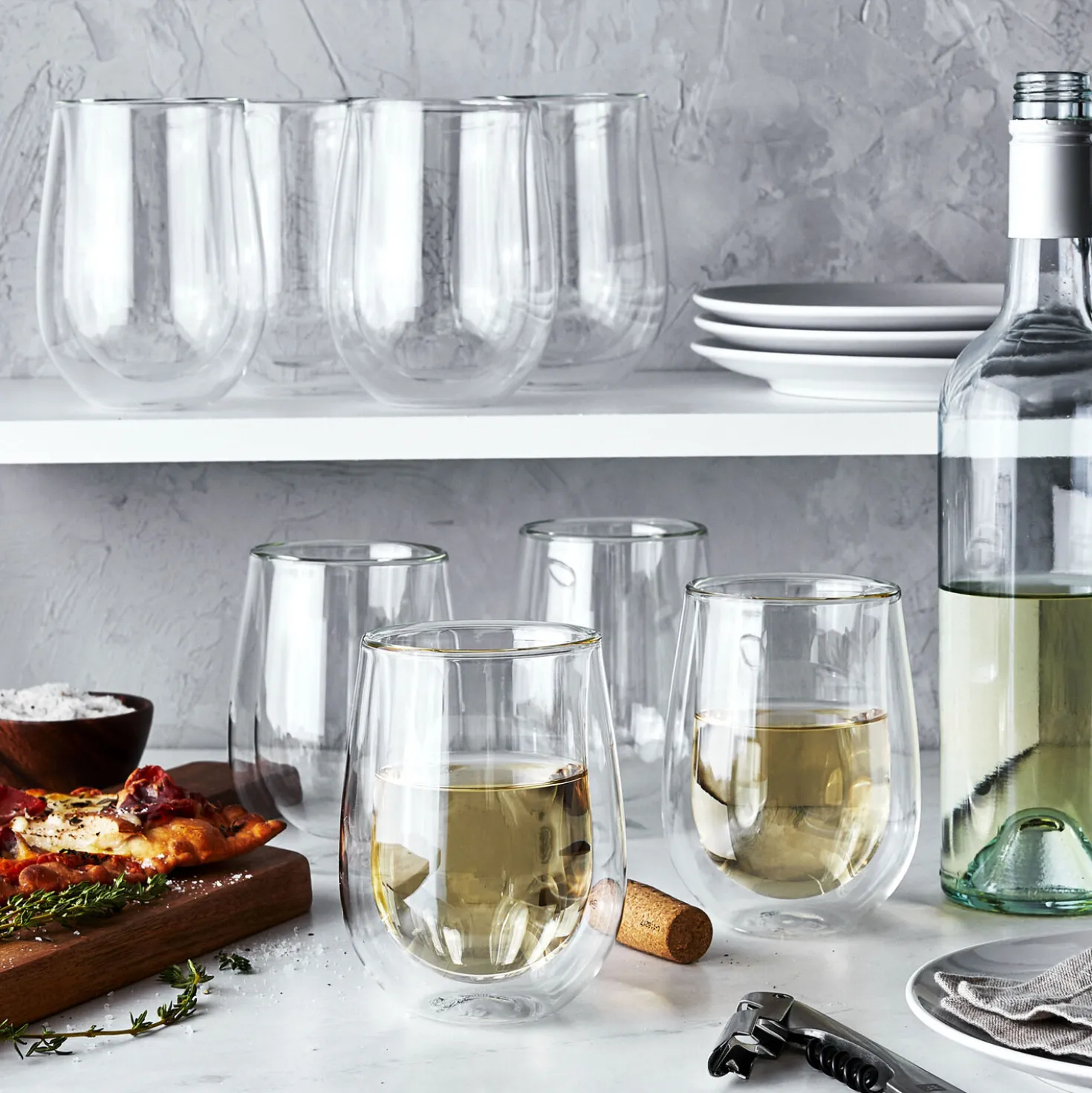 10-oz / 8-pc Stemless White Wine Glass Set