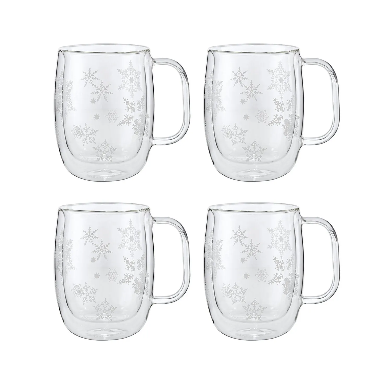 4-pc Coffee Glass Mug Snowflake Set