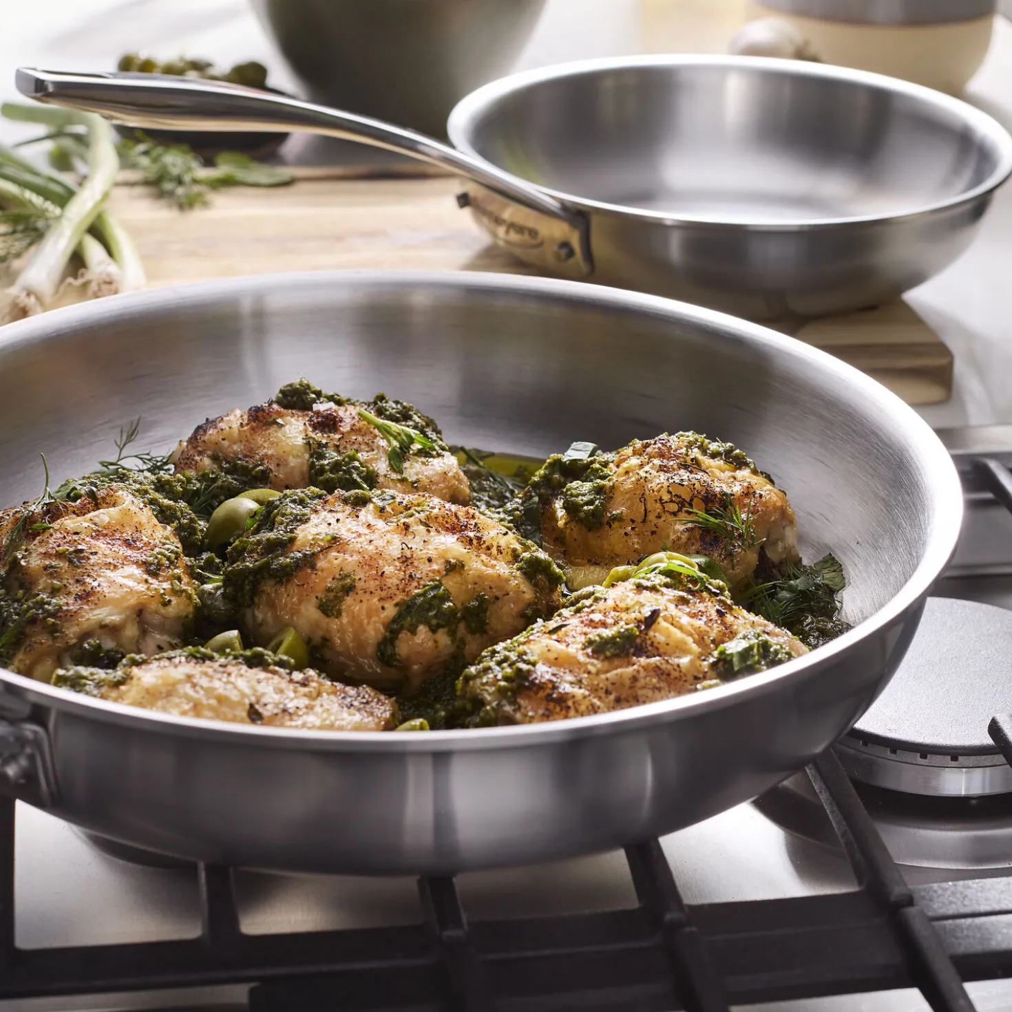 2-pc, 18/10 Stainless Steel, Frying Pan Set