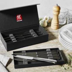 8-pc, 18/10 Stainless Steel Porterhouse Steak Knife Set In Black Presentation Box