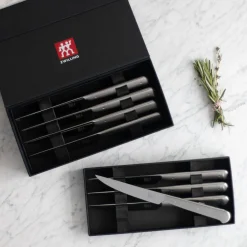 8-pc, 18/10 Stainless Steel Porterhouse Steak Knife Set In Black Presentation Box