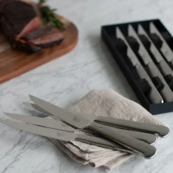 8-pc, 18/10 Stainless Steel Porterhouse Steak Knife Set In Black Presentation Box
