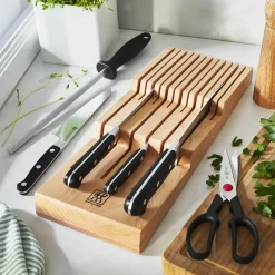 7-pc, Block Set with Beechwood In-Drawer Knife Tray, natural