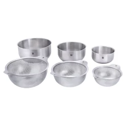 6-pc, Bowl and Strainer Set, silver