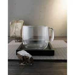 2-pc, Cappuccino Glass Mug Set