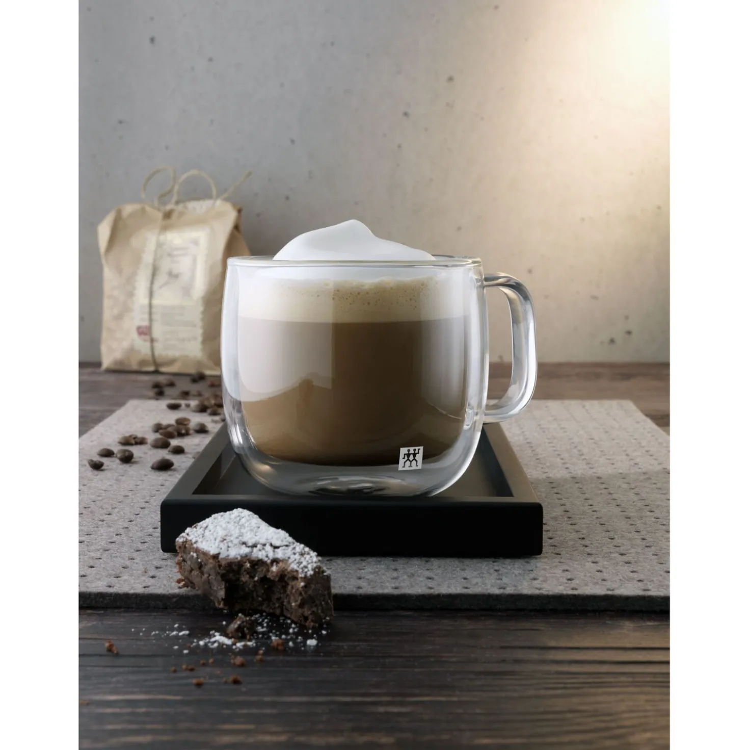 2-pc, Cappuccino Glass Mug Set