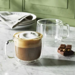 2-pc, Cappuccino Glass Mug Set