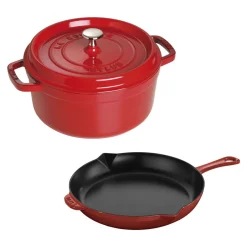 3-pc, Cocotte and Fry Pan Set, cherry