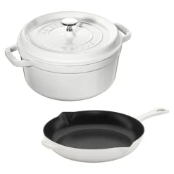 3-pc, Cocotte and Fry Pan Set, white