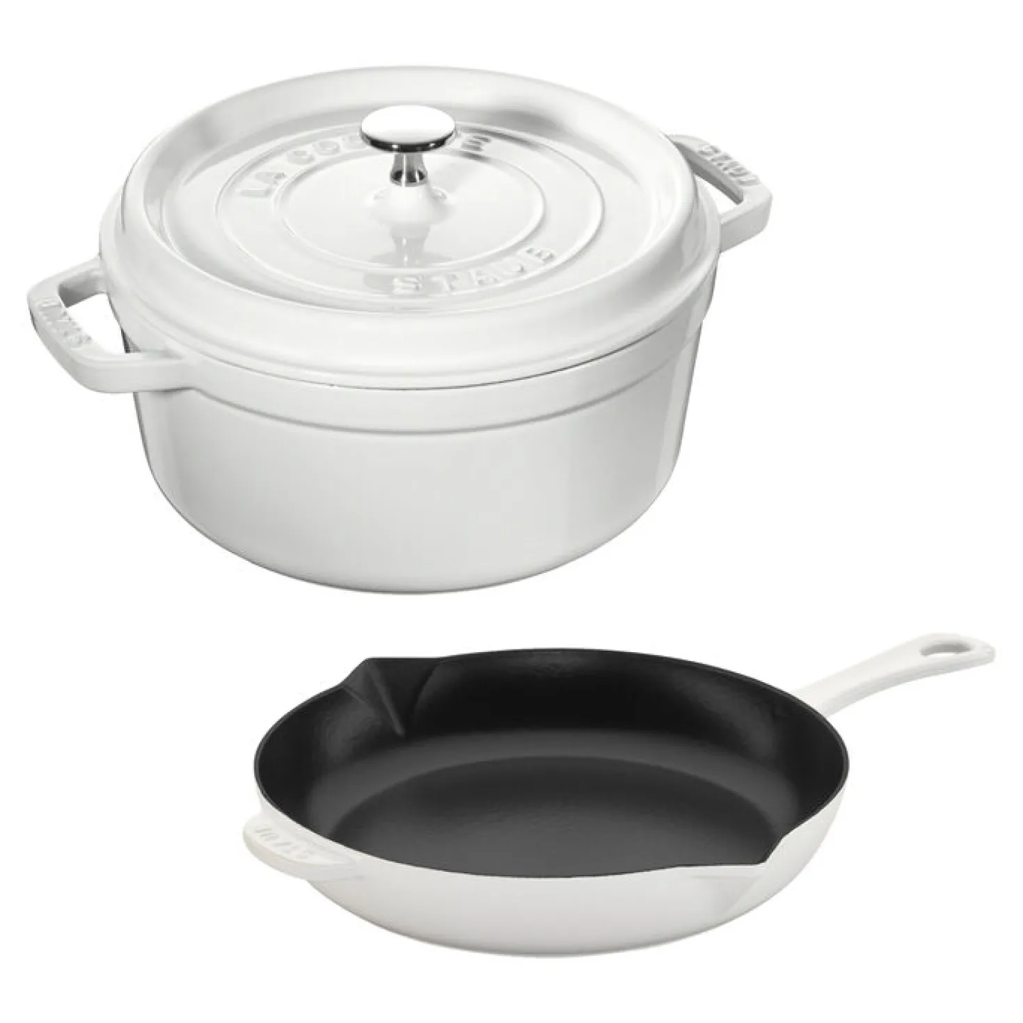 3-pc, Cocotte and Fry Pan Set, white