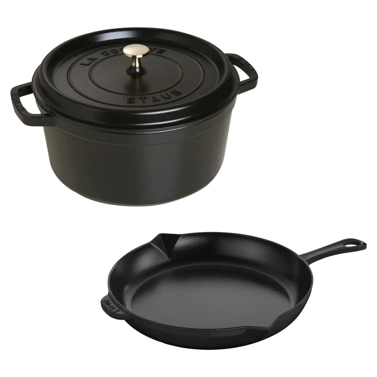 3-pc, Cocotte and Fry Pan Set, black matte