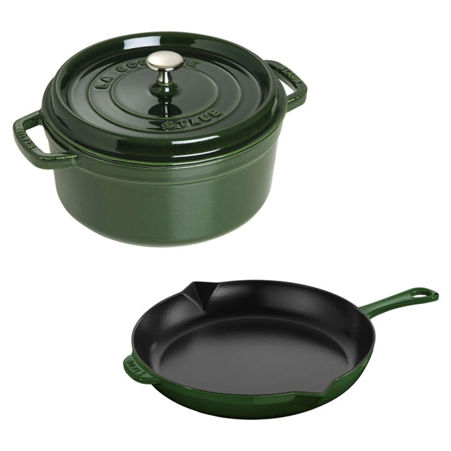 3-pc, Cocotte and Fry Pan Set, basil