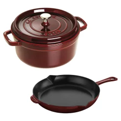 3-pc, Cocotte and Fry Pan Set, grenadine