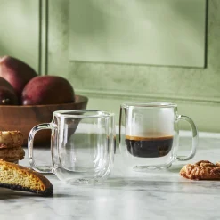 2-pc Espresso Glass Mug Set, Double Wall