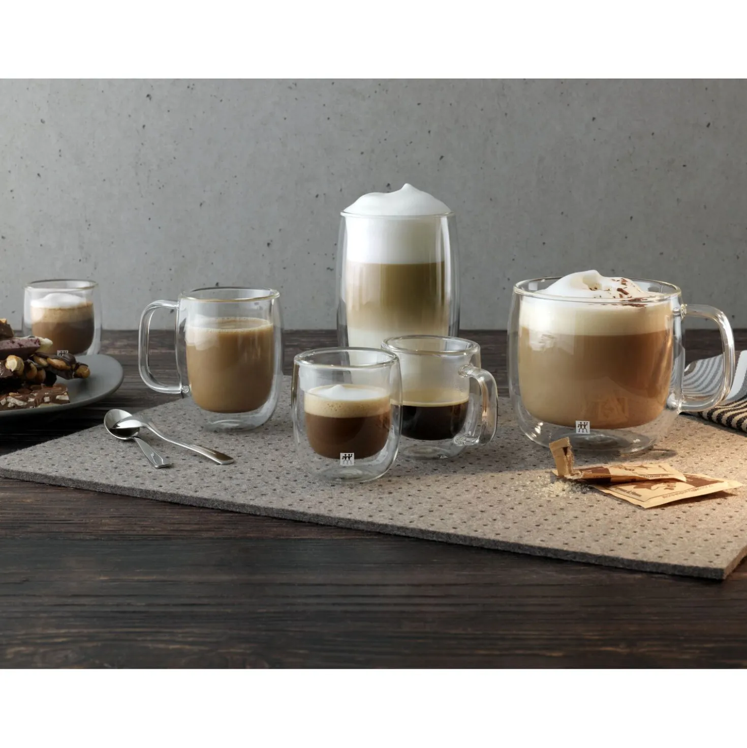 2-pc Espresso Glass Mug Set, Double Wall
