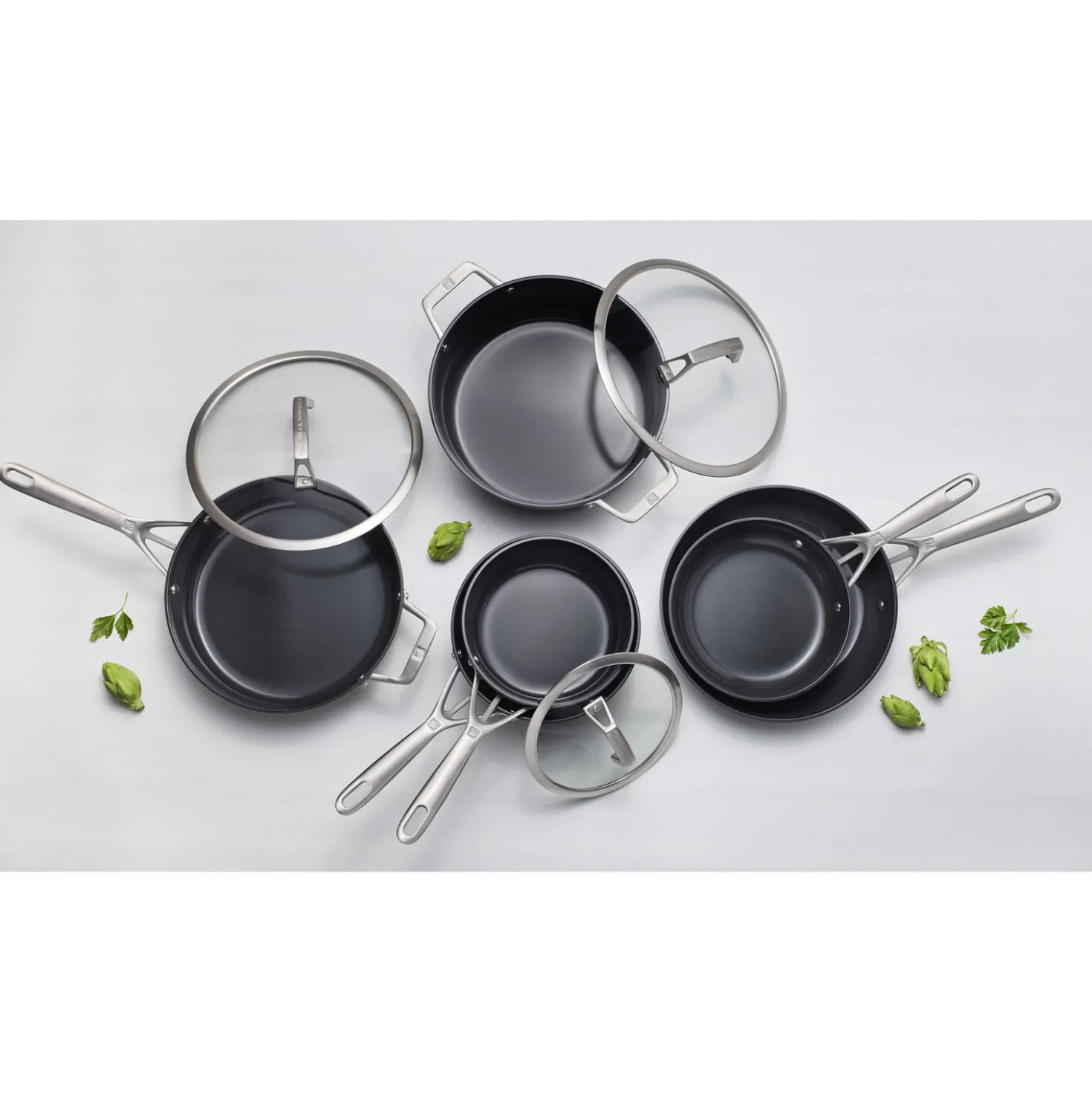 10-pc, Hard Anodized Ceramic Nonstick Cookware Set