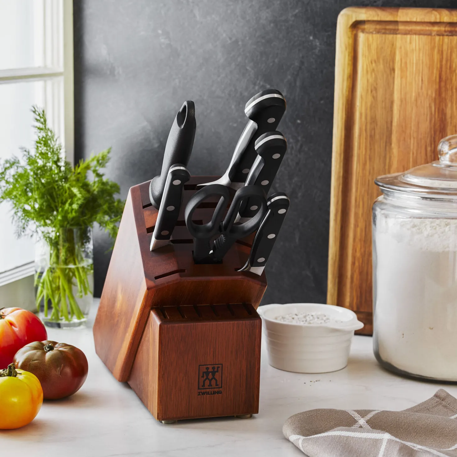 7-pc, Knife block set, acacia