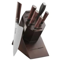 7-pc, Knife block set, brown