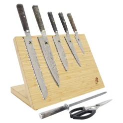 8-pc, Knife block set, brown