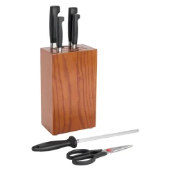 7-pc, Knife block set, brown