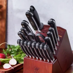 20-pc, Knife block set, brown