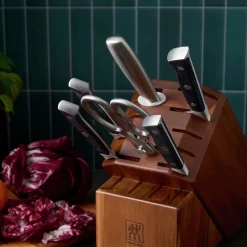 8-pc, Knife block set, brown