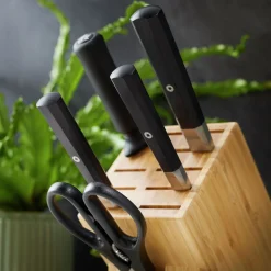 7-pc, Knife block set, brown