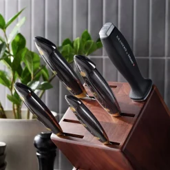 7-pc, Knife block set, brown-black