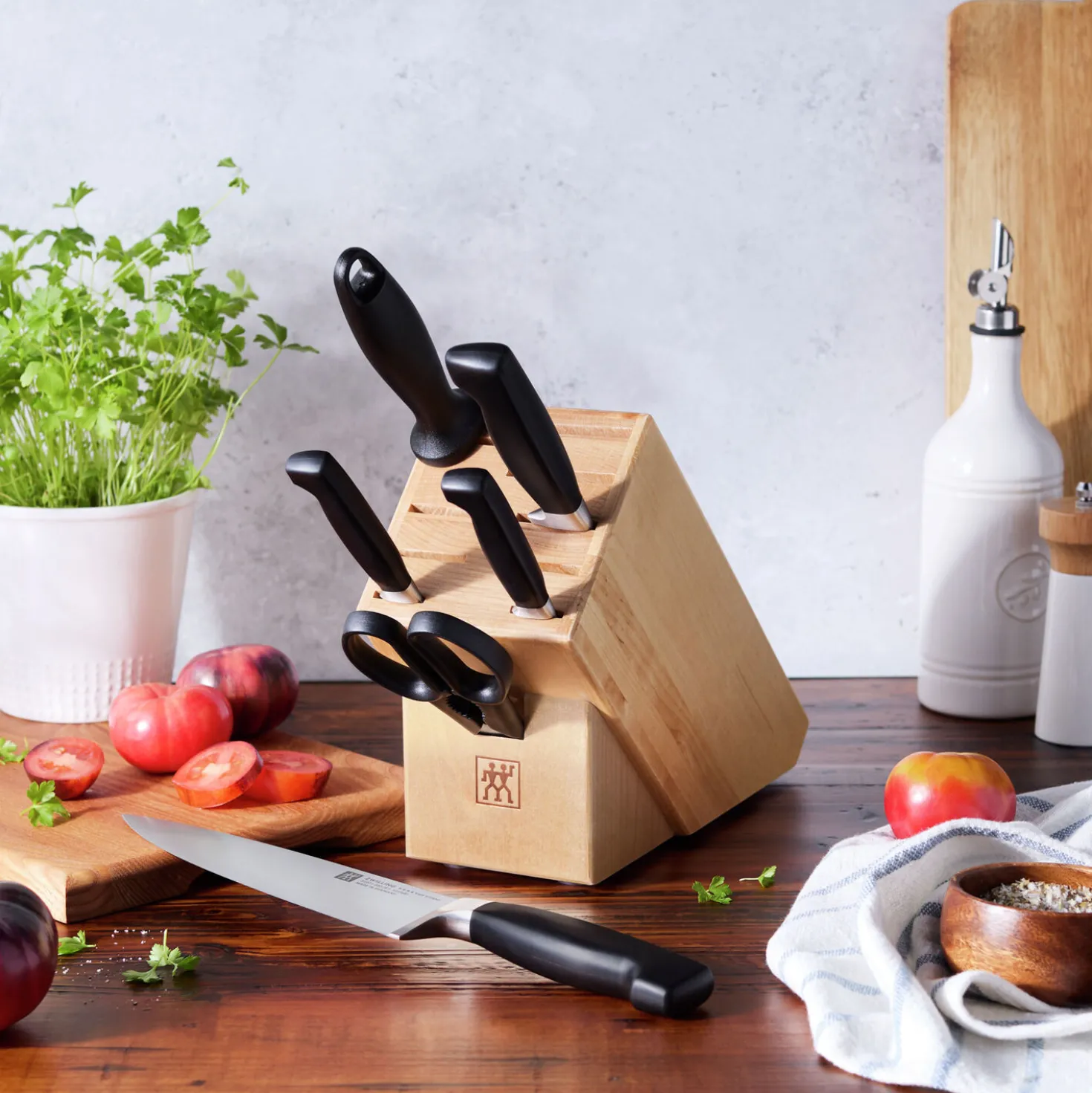 7-pc, Knife block set, natural
