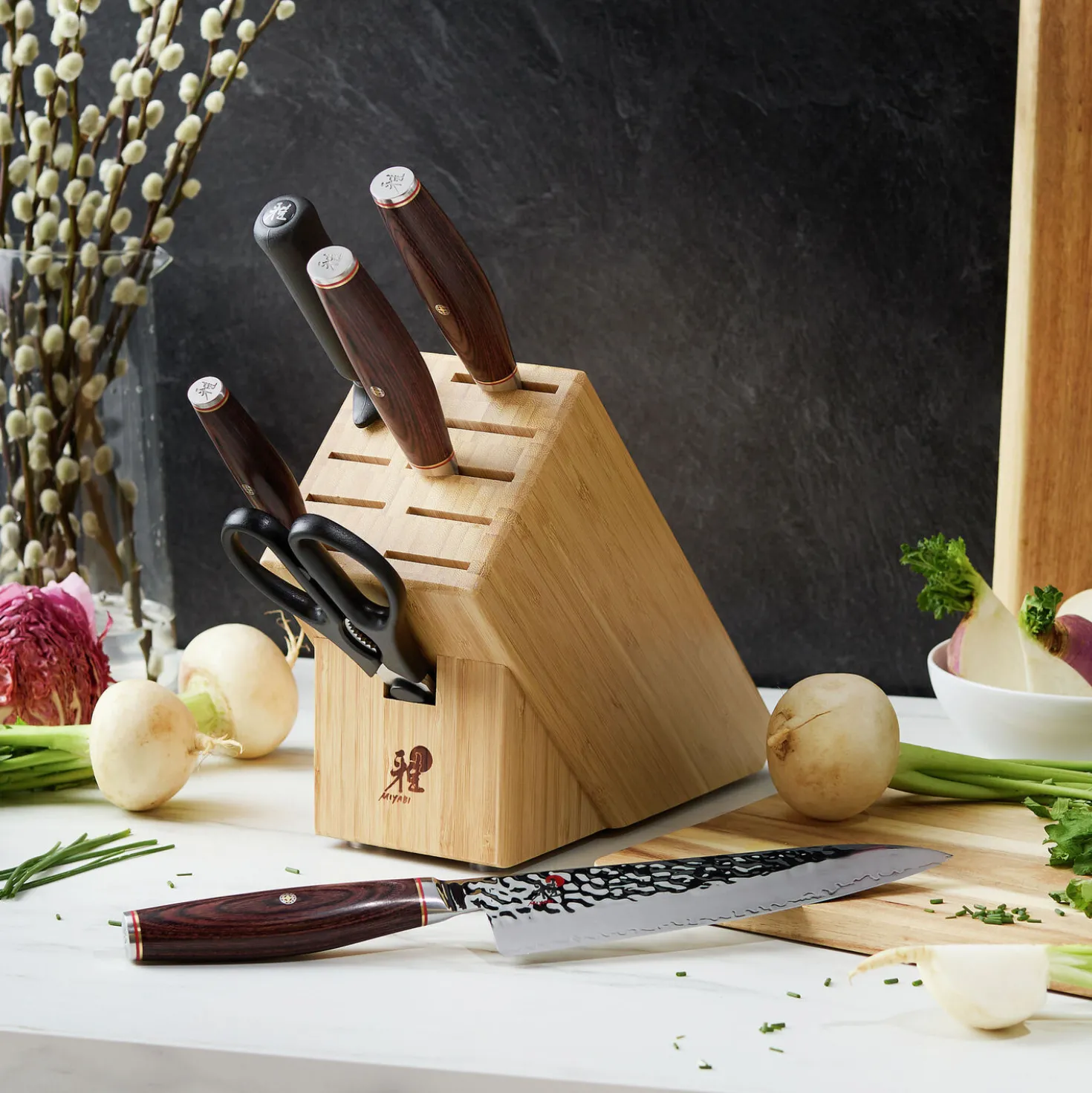 7-pc, Knife block set, natural