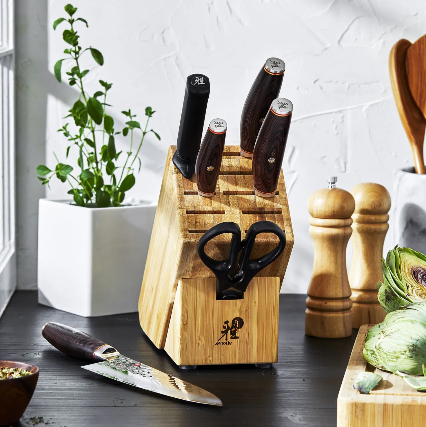 7-pc, Knife block set, natural