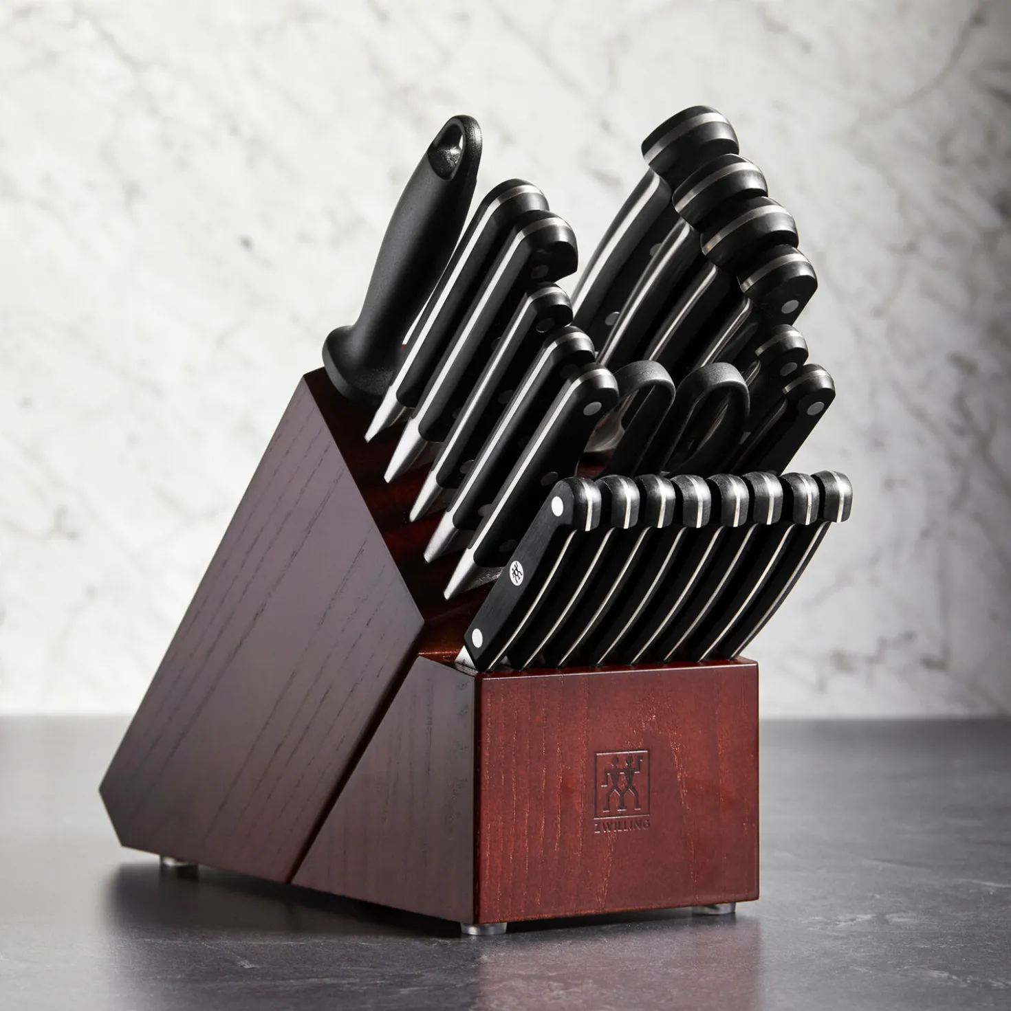 22-pc, Knife block set, silver-black