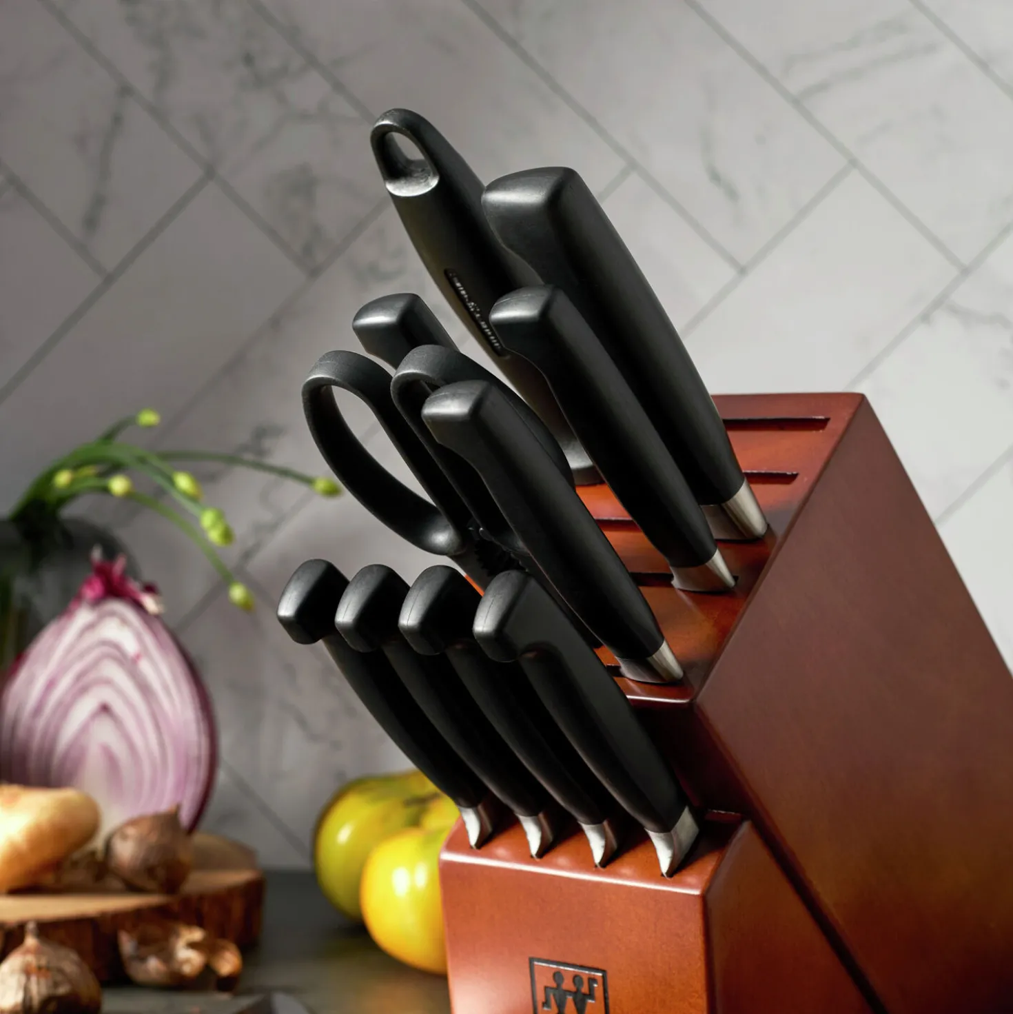 12-pc, Knife block set, walnut