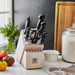 7-pc, Knife block set, white