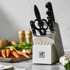 7-pc, Knife block set, white