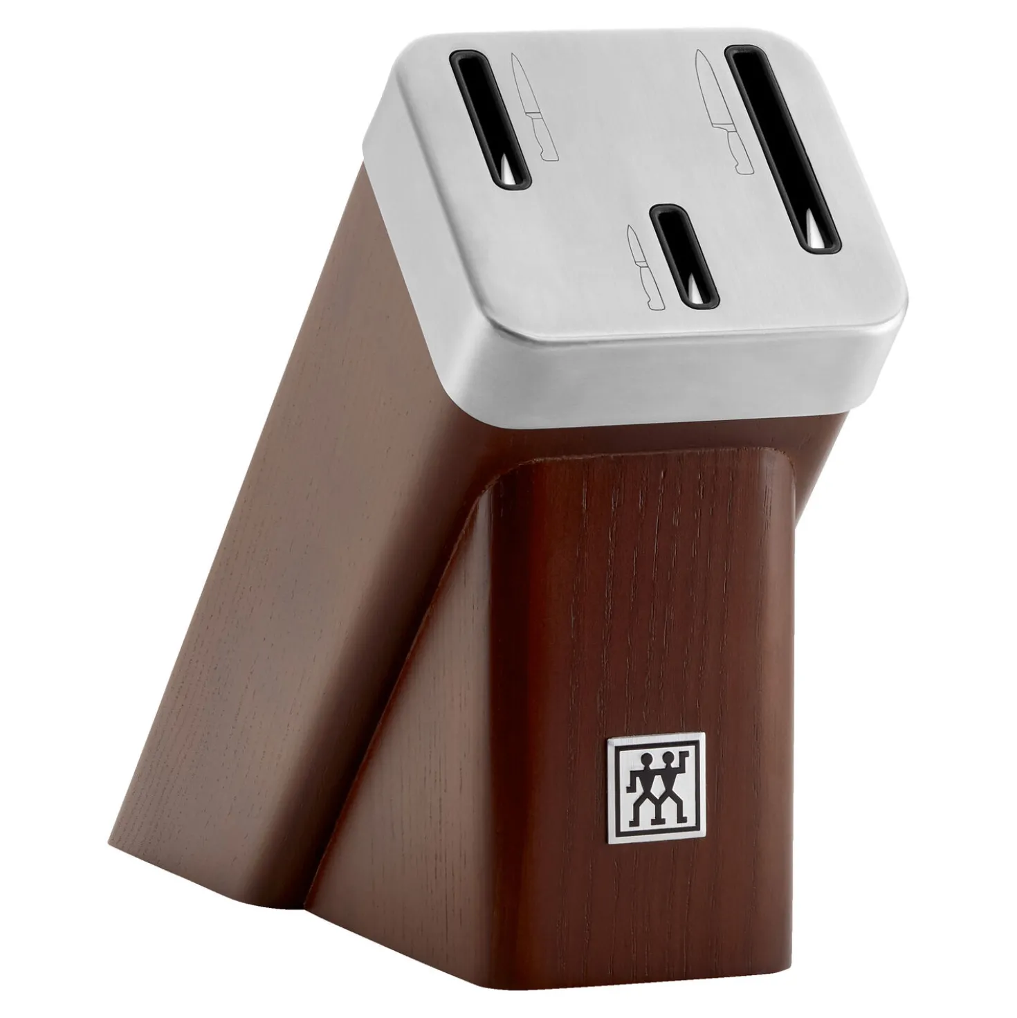 4-pc, Knife set with self-sharpening block, brown