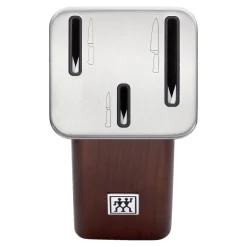 4-pc, Knife set with self-sharpening block, brown